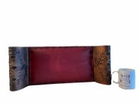 Alternative view of Vintage French Wooden Brown Red Bergundy Padded Cushioned Stool Footrest Foot Rest Natural Wood Rest c1960-70's / EVE