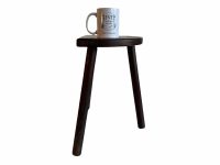 Alternative view of Vintage French Extra Large D Stool Traditional Small Milking Wooden Brown Wood Small Chair Stand Display Plinth Seating Pot c1950-60's / EVE