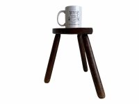 Alternative view of Vintage French Wooden Wood Milking Stool Chair Seat Kitchen Table Farm D Shaped Seat Plant Rest Stand Plinth c1960-70's / EVE