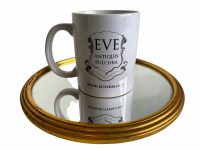 Alternative view of Vintage French Vanity Metal Mirror Circular Decor Tray Dish Platter Trivet Decorative Table circa 1920's / EVE