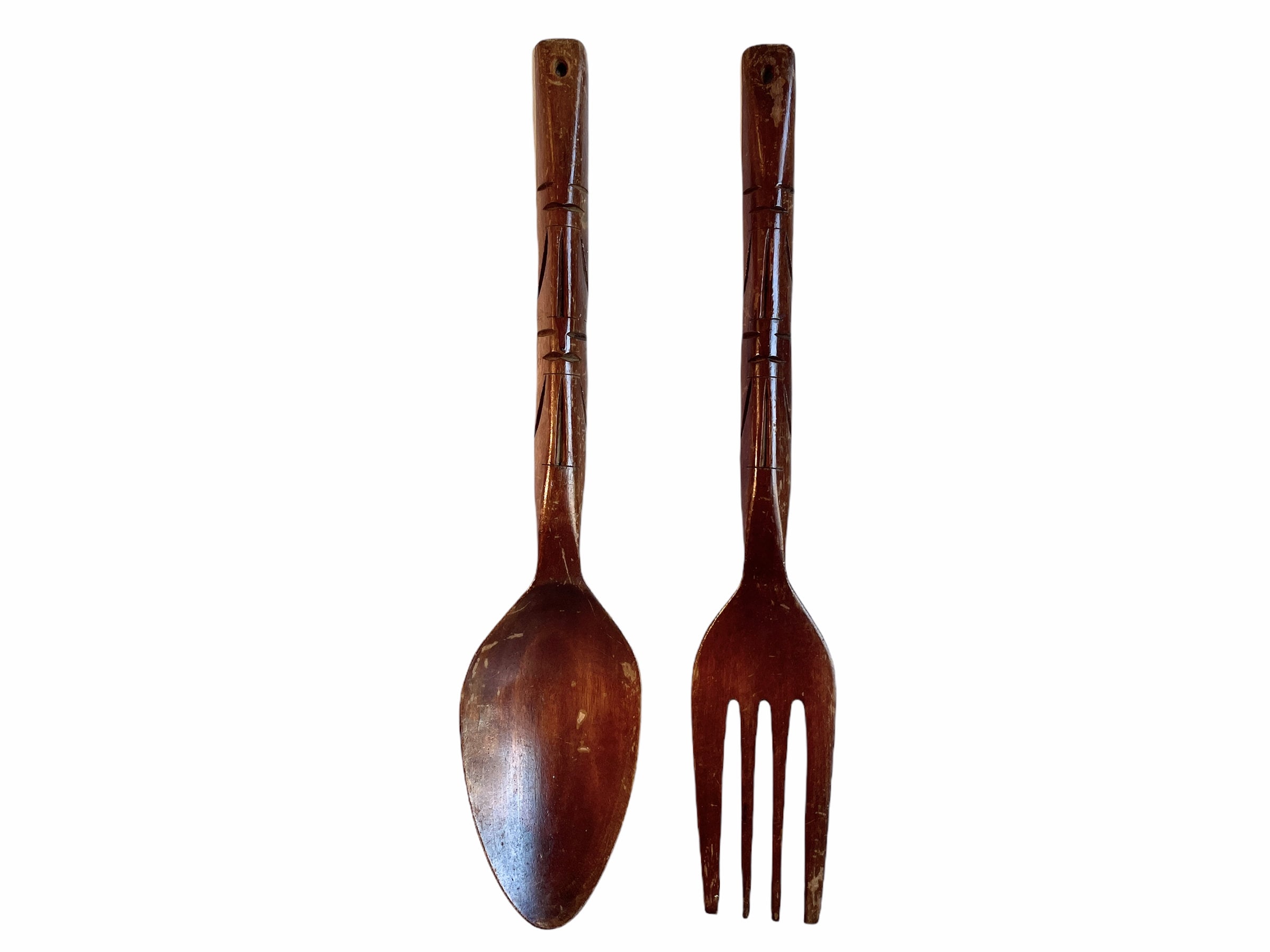 Vintage Philipino Carved Wood Wooden Giant Large Decorative Spoon And Fork Cutlery Wall Kitchen Decor Display Ornament c1970-80’s / EVE 3 Vintage Philipino Carved Wood Wooden Giant Large Decorative Spoon And Fork Cutlery Wall Kitchen Decor Display Ornament c1970-80's / EVE - Image 3
