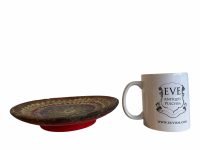 Alternative view of Vintage Tunisian Moroccan Leather Embossed Topped Serving Bowl Dish Plate Wall Hanging Ornament Decor Design Terracotta c1970-80's / EVE