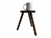 Alternative view of Vintage Stool French Traditional Bobbin Leg Small Milking Wood Chair Plant Pot Stand Display Plinth D Seat Shaped Tabouret c1960-70's / EVE