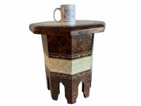 Alternative view of Vintage Turkish Moroccan Wooden Octagonal Circular Tray Table Plate Dish Charger Serving Tabouret DAMAGED circa 1980-90's / EVE