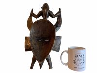 Alternative view of Vintage African Figurine Mask Statue Primitive Art Carving Wooden Wood Ornament Decorative Wall Display Tribal Prop circa 1980's / EVE