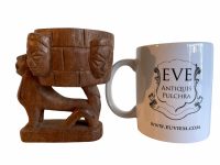 Alternative view of Vintage African Cup Bowl On Animal Cat Primitive Tribal Art Carving Wooden Wood Mug Chalice Decorative Display c1980's / EVE