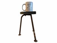 Alternative view of Vintage French Small Milking Stool Wooden Rusty Metal Step Chair Seat Kitchen Industrial Commercial Genuine circa 1950-60's / EVE