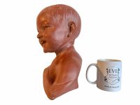 Alternative view of Vintage German Lifesize Child Bust Plaster Head Ornament Figurine Boy Girl Terracotta Coloured Hallmark Decorative Decor c1970's / EVE