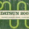 Datsun 200L PC130 Owner's Handbook / Car Manual / EVE