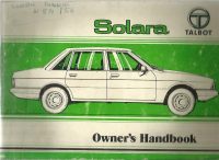Talbot Solara Owner's Handbook / Car Manual - Issued 1980 / EVE