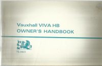 Vauxhall Viva HB Owner's Handbook / Car Manual - Issued Feb 1968 - Includes Wiring Diagram / EVE