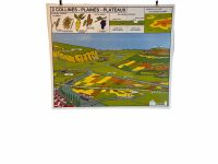 Alternative view of Vintage French Poster School Learning Educational Wall Display Mountains Plains Plateaux Crops Map Chart Teaching c1970-80's / EVE