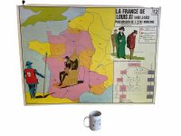 Alternative view of Vintage French Poster School Learning Educational Wall Display 100 Year War Louis XI Learning Map Chart Teaching c1970-80's / EVE