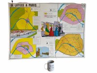 Alternative view of Vintage French Poster School Learning Educational Wall Display Architecture Paris Learning Map Chart Teaching c1970-80's / EVE