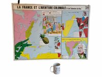 Alternative view of Vintage French Poster School Learning Educational Display Louis XIV Louis XV French Colonies Learning Map Chart Teaching c1970-80's / EVE