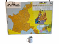Alternative view of Vintage French Poster School Learning Educational Display Napoleon Campaigns French Departments Learning Map Chart Teaching c1970-80's / EVE