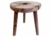 Vintage French Stool Tabouret Wooden Medium Simple Milking Chair Stand Display Rest Plinth Seating Prop Pot Plant c1970-80's / EVE