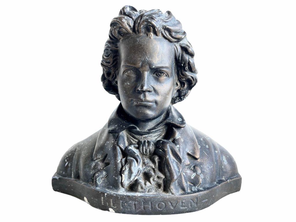 Vintage French Beethoven Bust Head Small Ornament Figurine Display Gift Classical Music Composer Musician Decor Display c1960-70’s / EVE