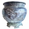 Antique Chinese Large Bronze Pot Vase Bowl Planter With Ornate Dragon Decor Storage Display Centrepiece Damaged c1910's / EVE