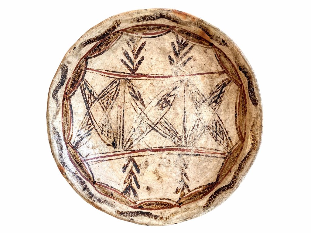 Antique Berber Moroccan Dish Bowl Plate Pottery Clay Arabian Theme Earthware Earth Tone Exotic Tribal Desert c1910-20’s / EVE