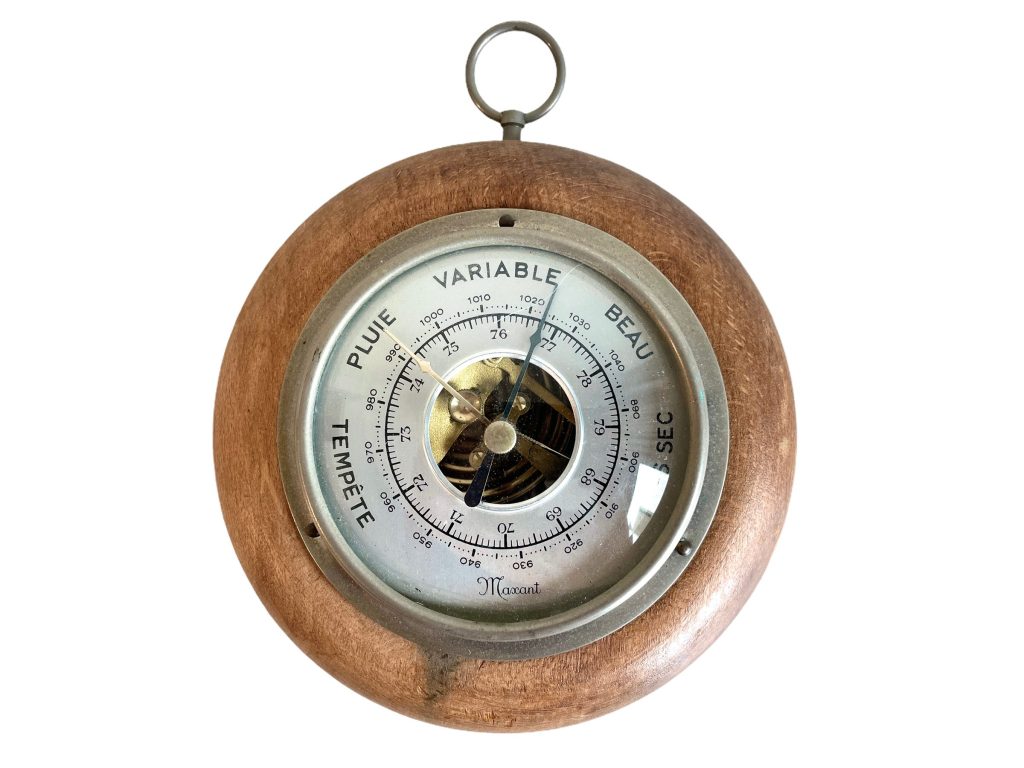 Vintage French Barometre Barometer Wood Surround Weather Forecaster Forecasting Instrument circa 1960-70’s / EVE