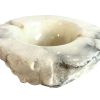 Vintage Italian Alabaster Marble Stone Hand Shaped Carved Large Ashtray Dish Pot Smoking Tobacciana circa 1960-70's / EVE