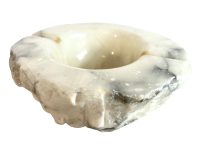 Vintage Italian Alabaster Marble Stone Hand Shaped Carved Large Ashtray Dish Pot Smoking Tobacciana circa 1960-70's / EVE