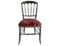 Antique French Napoleon Red Velvet Wooden Wood Straw Padded Chair Stand Display Rest Plinth Seating Prop Decor circa 1900's / EVE