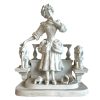 Antique French Bisque Georges Maxim Lion Fountain With Lady Figurine Decor Ornament Display Musician Musical c1910-20's / EVE