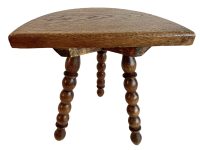 Vintage French D Stool Traditional Small Milking Wooden Brown Wood Small Chair Stand Display Plinth Seating Pot Tabouret c1950-60's / EVE