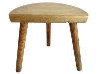 Vintage French Simple Tripod Stool Wooden Small Varnished Chair Stand Display Rest Plinth Seating Prop Light Wood c1980-90's / EVE