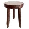 Vintage French D Stool Traditional Small Milking Wooden Brown Wood Small Chair Stand Display Plinth Seating Pot Tabouret c1970's / EVE
