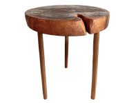 Vintage French Wooden Brown Wood Small Milking Stool Chair Stand Display Rest Plinth Seating Stump Cut Prop c2000's / EVE de France