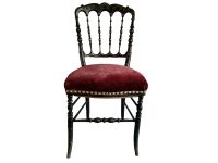 Antique French Napoleon Red Velvet Wooden Wood Straw Padded Chair Stand Display Rest Plinth Seating Prop Decor circa 1900's / EVE