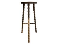 Vintage Stool French Traditional Bobbin Leg Normandy Style Large Tall Wood Chair Plant Pot Stand Plinth D Seat Tabouret c1960's / EVE