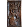 Vintage French Wooden Wood Carved Lady Harvesting Farming Working Figurine Wall Hanging Apple Picking c1960-70's / EVE