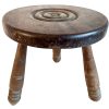 Vintage French Brittany Style Milking Stool Tabouret Wooden Brown Small Seating Traditional France Country Cottage Design c1960-70's / EVE