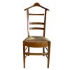 Vintage French Chair Valet Butler Stand Wooden Clothes Hanger Suit Costume Bedroom Hotel Decor Rattan B&B Circa 1970-80's / EVE