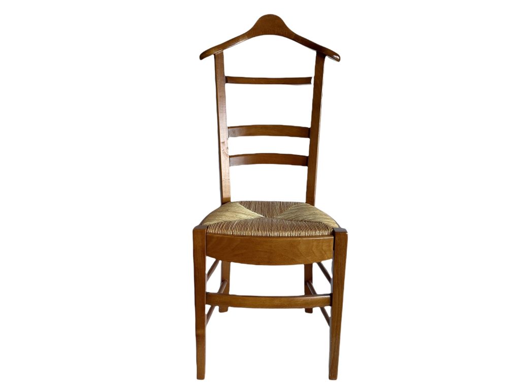 Vintage French Chair Valet Butler Stand Wooden Clothes Hanger Suit Costume Bedroom Hotel Decor Rattan B&B Circa 1970-80's / EVE