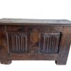 Antique French Large Heavy Wooden Wood Box Chest Primitive Storage Container Lidded Cupboard Bench Seat Trunk c1850's / EVE