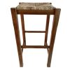 Vintage Rattan Tall Bar Stool French Wooden Wicker Brown Wood Woven Raffia Chair Seating String Woven Plinth Stand Pot c1970-80's / EVE