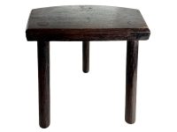 Vintage French D Stool Traditional Small Milking Wooden Brown Wood Small Chair Stand Display Plinth Seating Pot Tabouret c1960-70's / EVE