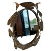 Vintage French Metal Wood Fancy Framed Ornate Brass Coloured Wall Hanging Large Mirror Wooden Backed Framed Heavy c1970-80's / EVE