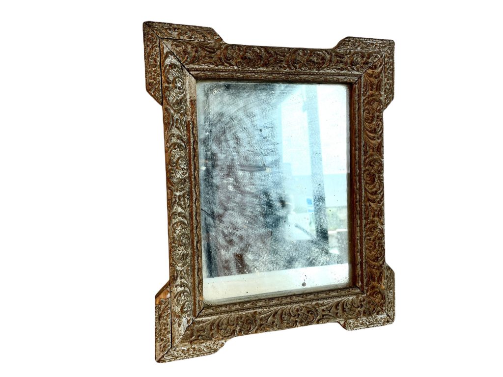 Antique French Ornate Wall Hanging Mirror Wood Plaster Surround Hallway Entryway Bedroom Circa 1900’s / EVE