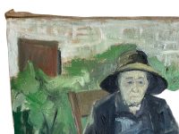 Alternative view of Antique French Old Lady Country Rustic Rural France Traditional Dress Acrylic Painting On Canvas c1920-30's / EVE
