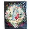 Vintage French Hand Woven Cross Stitch Arts And Crafts Wall Hanging Red Black Angel With Child Wall Hanging Picture c1940-50's / EVE