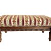 Vintage French Cushioned Bench Foot Stool Rose Cushion Padded Bench Wooden Wood Chair Seat Side Prop Display Cross Stitch c1940-50's / EVE