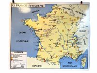 Vintage French Poster School Learning Educational Wall Display Tourism Railway Lines Learning Map Chart Teaching c1970-80's / EVE