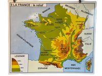 Vintage French Poster School Learning Educational Wall Display Altitude Learning Compass Direction Map Chart Teaching c1970-80's / EVE