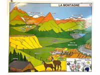 Vintage French Poster School Learning Educational Wall Display Mountains Plains Plateaux Crops Map Chart Teaching c1970-80's / EVE